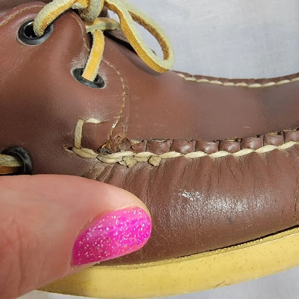 VTG Sebago Docksides Boat Shoes  Brown Leather Loafers Womens  10 M Made In USA